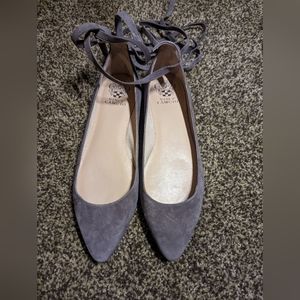 Vince Camuto Gray Ankle Tie Flats 10